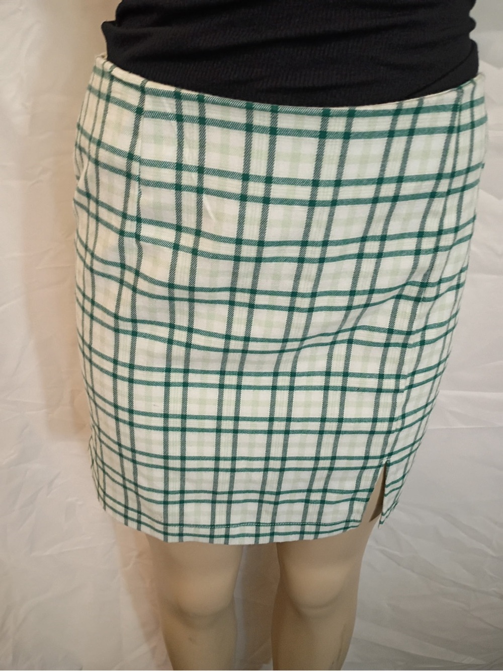 wild fable White and Green Plaid Mini Skirt